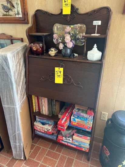 Secretary Cabinet with Games and Decor