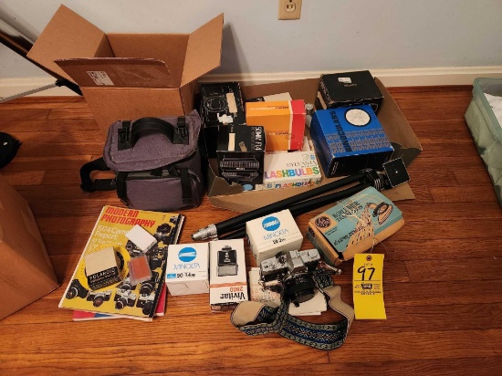 Minolta Camera SRT101, Blue Bulbs, Electronic Flash, Polaroid Flash
