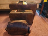 Three Piece Leather Luggage Set