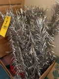 Vintage Tinsel Christmas Tree, Ornaments and Christmas Lights