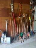 Yard Tools, Lawn Chairs, Sprayer, Contents in Rafters, Vintage School Desk