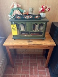Small Oak Desk and Primitive Cabinet