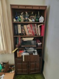 Shelf and Contents - Figurines, Bottles, Vases, Record Player and Records