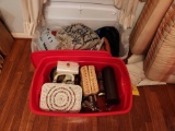 Two Totes Full of Purses and Hats