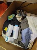 Battery tender, rags, baby powder