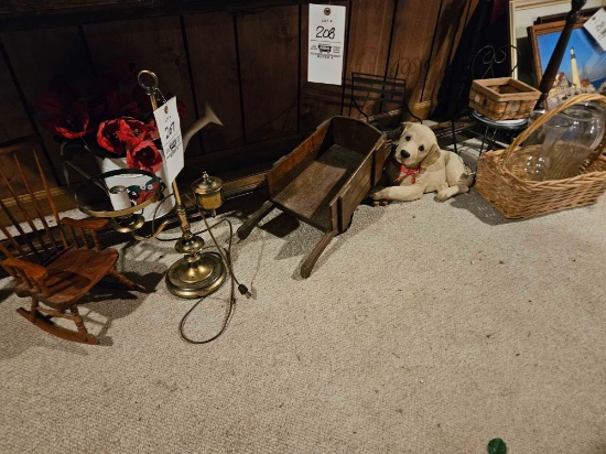 Doll chairs, mini wheelbarrow, decor