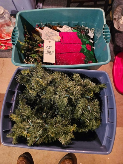 2 totes of holiday decor