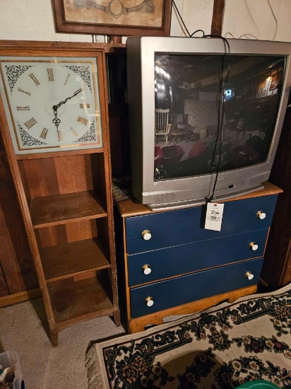 Chest, TV, clock