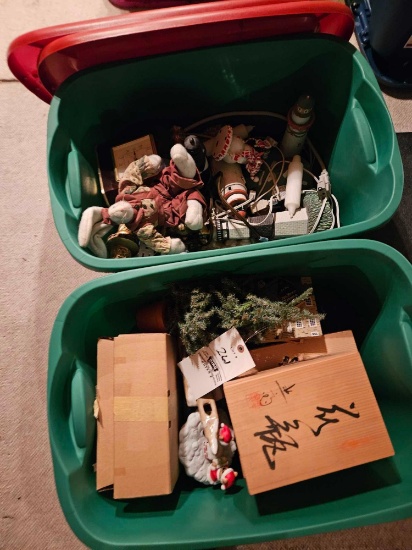 2 totes of holiday decor
