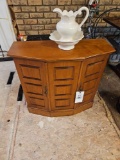 Maple cabinet, bowl and pitcher
