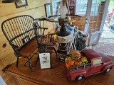 Doll chairs, lamp, ceramic truck