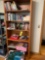 Shelf and contents - books - lighted picture - calligraphy set
