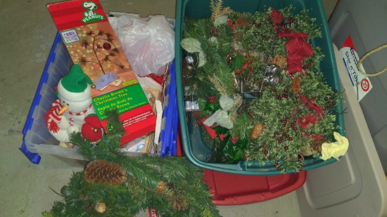 Metal storage shelf with Christmas Decorations