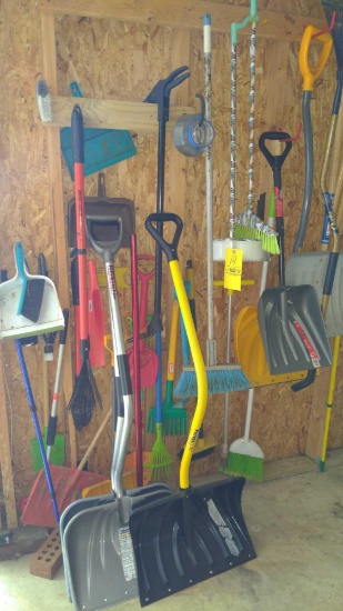 Snow Shovels, Rakes, and brooms lot