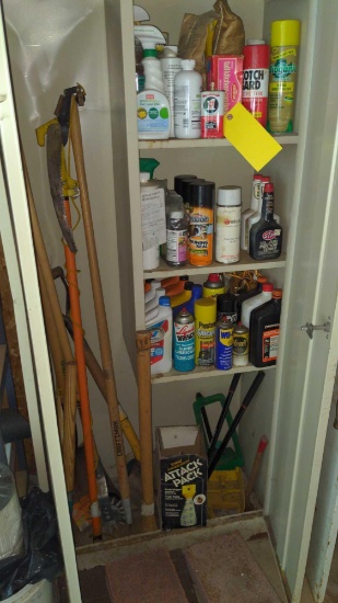 Metal cabinet in Garage with Contents