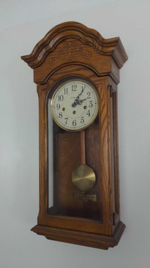 Howard Miller Oak Wall Clock with wind key