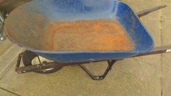 Blue Wheelbarrow Wood handles