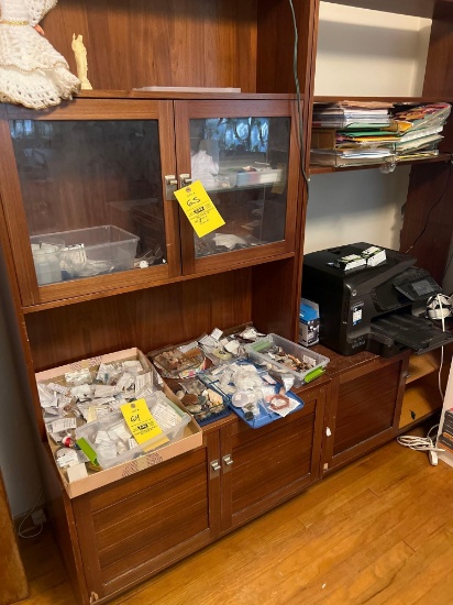 2 piece shelf w glass doors (not printer and stones)