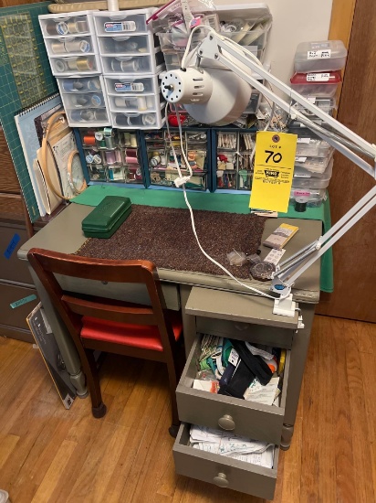 Small sewing desk - loads of sewing material - thread etc