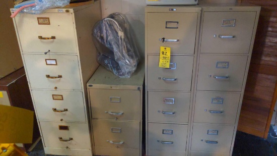 (4) Steel File Cabinets & one plastic tote