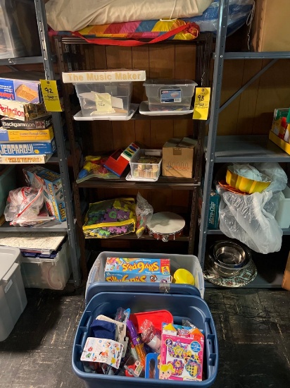 shelf w childrens games and toys
