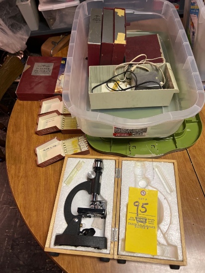 Student microscope w slides, and early Science Program books