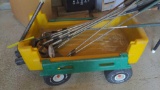 Little Tikes plastic pull wagon and golf clubs
