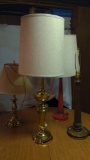 (2) Brass and (2) Wood Vintage Table Lamps