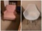 Plastic Mid Century Modern Chair and Upholstered Arm chair