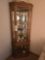 Lighted Oak Corner Curio Cabinet