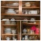 Contents of Hutch inc. Kyoto China Set, Servingware, Lefton China, Tins, Decor, Table Linens