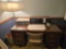 Wooden Desk, Folding Chair and Lamp
