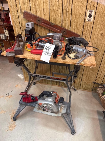 workmate, drills and hand tools