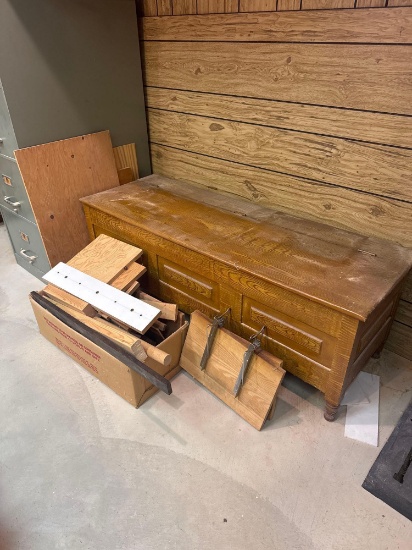 raised panel trunk with assorted lumber/wood
