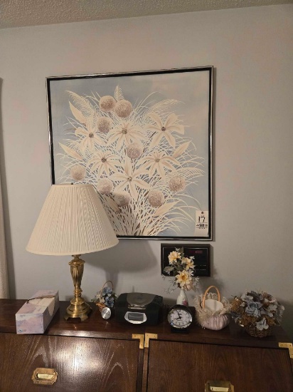 Oil on Canvas, CD Player, Lamp & Decor