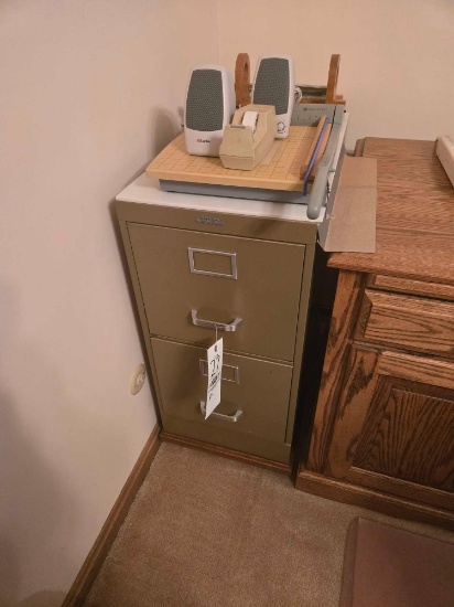 File Cabinet w/ Paper Cutter. Speakers