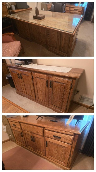 Oak 3pc Desk Set w/ Office Chair