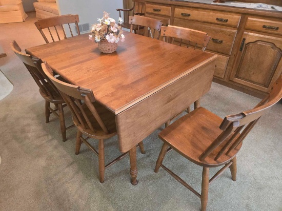 Heywood Wakefield Dropleaf Dining Table w/ 7 Chairs