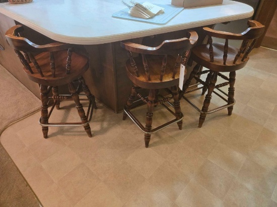 3 Wooden Bar Stools
