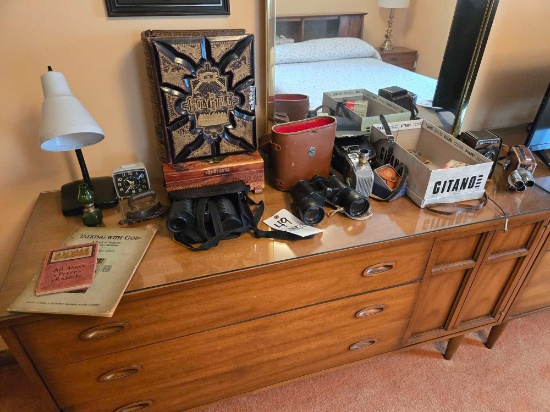 Binoculars, Rolleicord Camera, Keystone 8mm camera, Keystone Capri 8mm, Sad Iron, Childrens Books