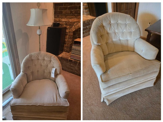 2 Fairfield Upholstered Swivel Chairs and Floor Lamp