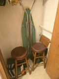 2 Bar Stools, Step Stool, Ironing Board