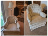 2 Fairfield Upholstered Swivel Chairs and Floor Lamp