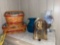 Longaberger baskets, clock, lamp