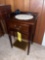 lamp table, signed glass paperweight