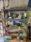 contents on shelf, jumper cables, golf balls, tools, etc