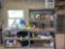 contents on shelf, oils catch, dust pan, fan, tools & hardware