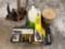 masonry tools, water jug, torch kit