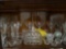 Victorian patterned honey dish, clear wheat glass, other clear glass pieces