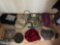 Contents of closet, weights, massager, assorted tops, jackets, belts